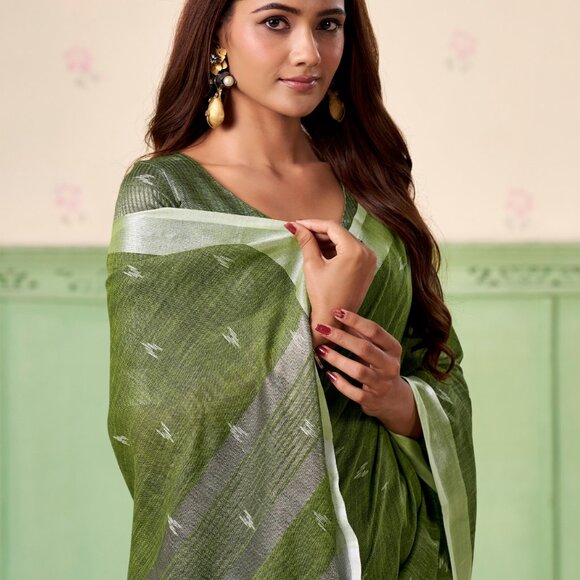 LINEN SILK SAREE - Picture 7 of 12